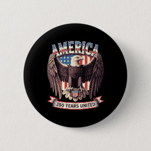 Usa 250 Years United Bald Eagle Patriotic Flag Gra 6 Cm Round Badge