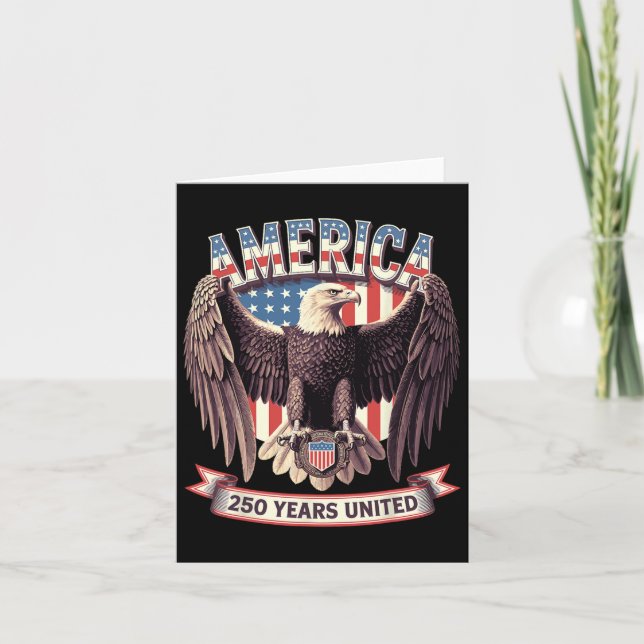 Usa 250 Years United Bald Eagle Patriotic Flag Gra Card (Front)