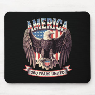 Usa 250 Years United Bald Eagle Patriotic Flag Gra Mouse Pad