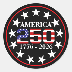 USA 250th Anniversary 1776-2026 American Flag Classic Round Sticker