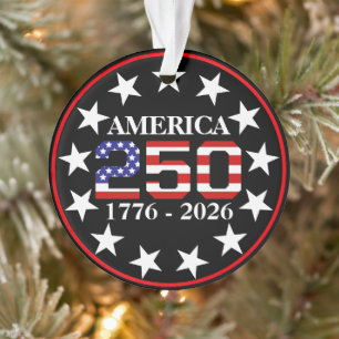 USA 250th Anniversary 1776-2026 American Flag Ornament