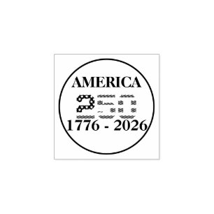 USA 250th Anniversary 1776-2026 American Flag Rubber Stamp