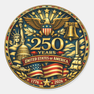 USA 250th Anniversary 1776 - 2026 Classic Round Sticker