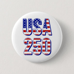 USA 250th Anniversary 1776-2026 Patriotic American 6 Cm Round Badge