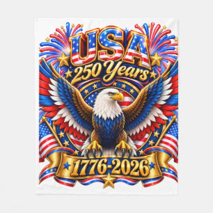 **USA 250th Anniversary 1776–2026 Patriotic Eagle Fleece Blanket