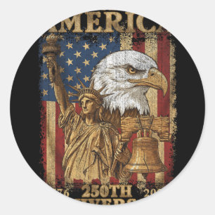 Usa 250th Anniversary 1776-2026 Patriotic Eagle Li Classic Round Sticker