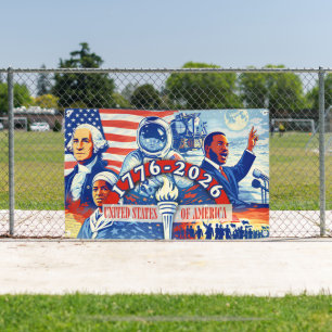 USA 250th Anniversary 1776-2026 Patriotic History Banner
