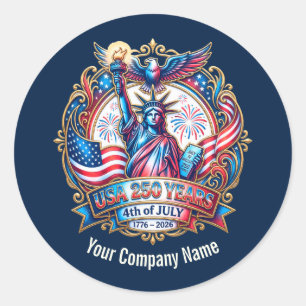 USA 250th anniversary 4th of July Classic Round Sticker