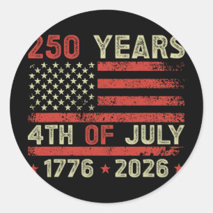 Usa 250th Anniversary 4th Of July Independence Ame Classic Round Sticker