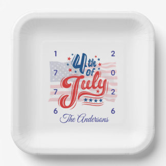 USA 250th Anniversary 4th Of July Paper Plate