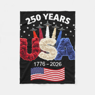 Usa 250th Anniversary American Flag 250 Years 4th Fleece Blanket