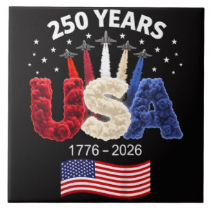 Usa 250th Anniversary American Flag 250 Years Ceramic Tile