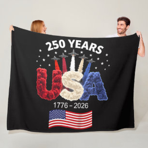 Usa 250th Anniversary American Flag 250 Years Fleece Blanket