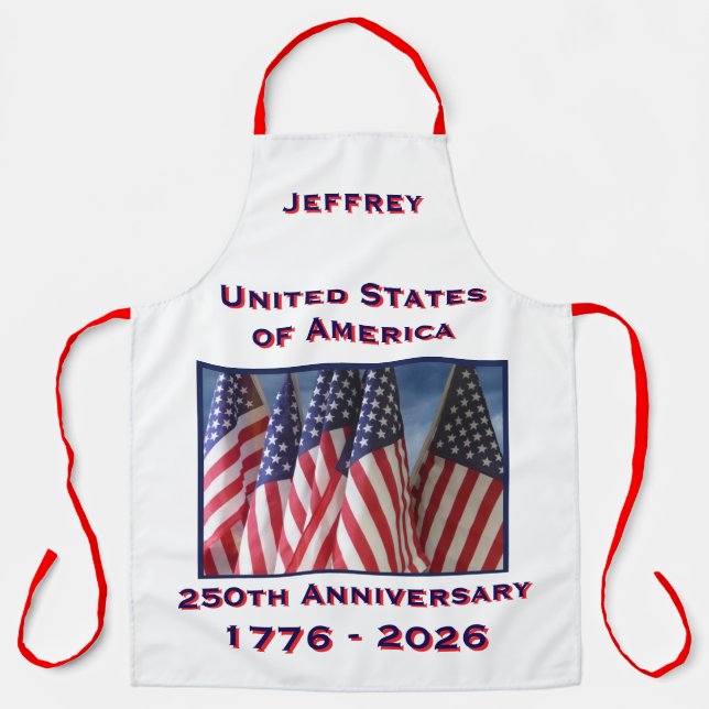 USA 250th Anniversary American Flags Patriotic Apron (Front)