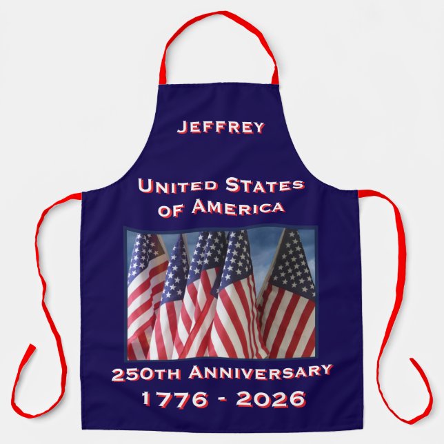 USA 250th Anniversary American Flags Patriotic Apron (Front)