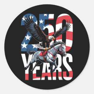 USA 250th Anniversary Bald Eagle Clydesdale Horse Classic Round Sticker