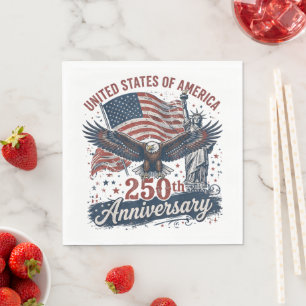 USA 250th Anniversary Bald Eagle Statue of Liberty Napkin