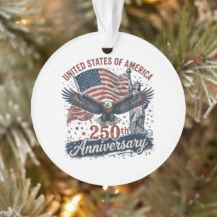 USA 250th Anniversary Bald Eagle Statue of Liberty Ornament