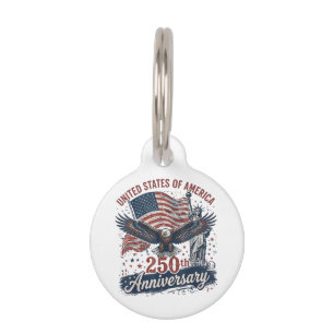 USA 250th Anniversary Bald Eagle Statue of Liberty Pet Tag