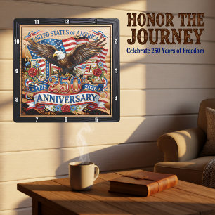 USA 250th Anniversary Commemorative Square Wall Clock