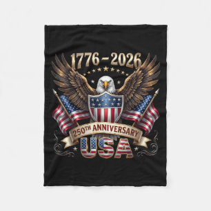 Usa 250th Anniversary Eagle 1776 2026 Patriotic Fleece Blanket