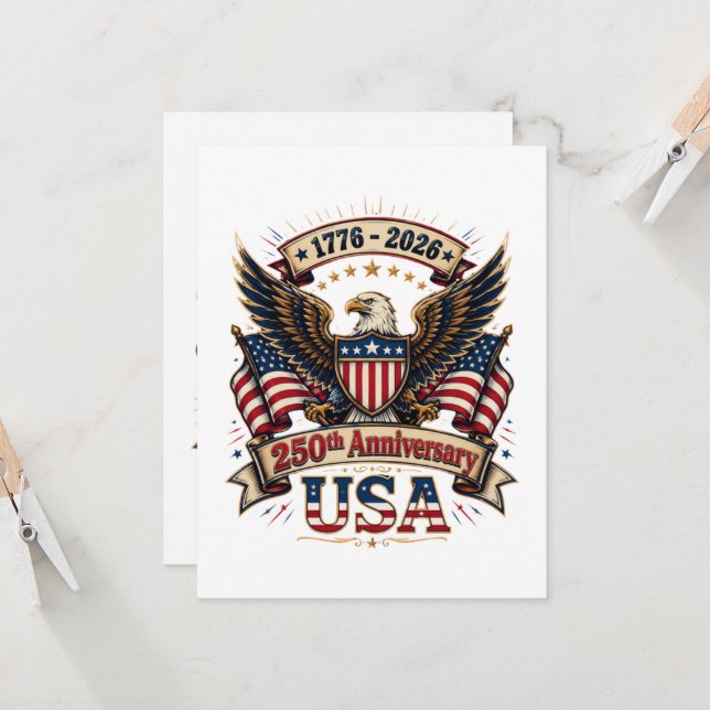 USA 250th Anniversary Eagle Invitation (Front/Back In Situ)