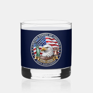 USA 250th Anniversary Emblem Whiskey Glass