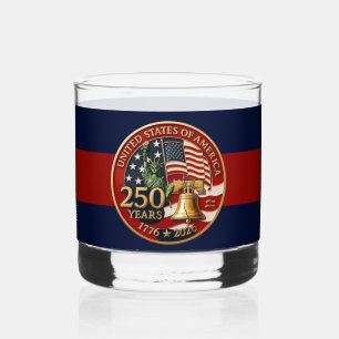 USA 250th Anniversary Emblem Whiskey Glass