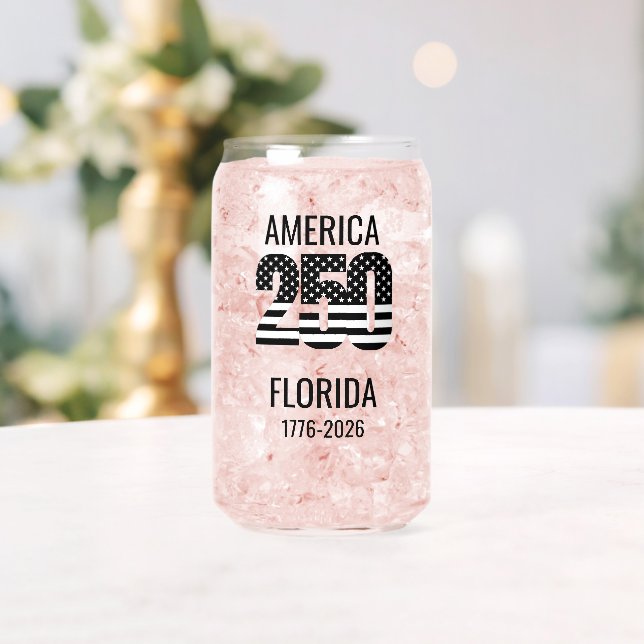 USA 250th Anniversary Florida Stars Stripes Beach  Can Glass (Insitu (Wedding))