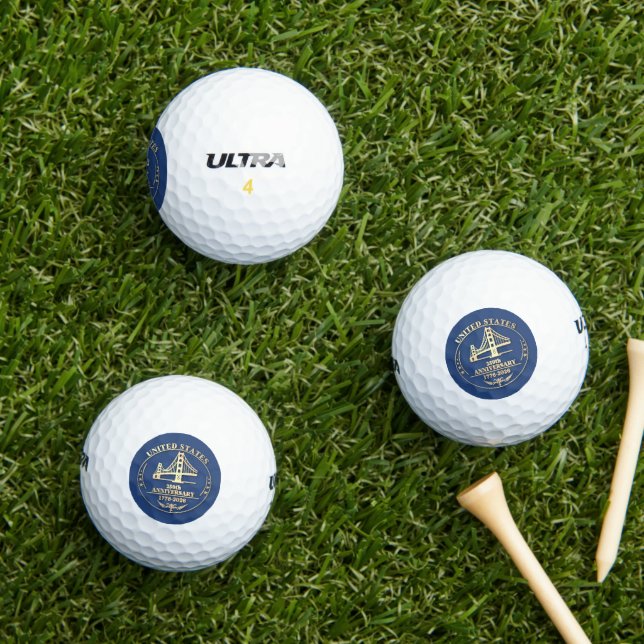 USA 250th Anniversary Golden Gate Gold design  Golf Balls (Insitu Grass)