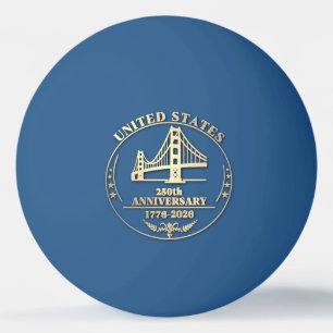 USA 250th Anniversary Golden Gate Gold design Ping Pong Ball