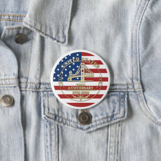 USA 250th Anniversary Golden Gate Patriotic Flag 7.5 Cm Round Badge