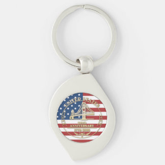 USA 250th Anniversary Golden Gate Patriotic Flag Key Ring