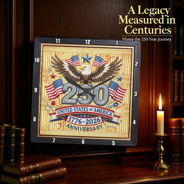 USA 250th Anniversary Heritage Rope Square Wall Clock (Creator Uploaded)