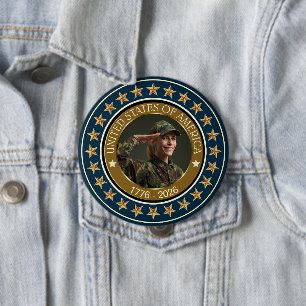 USA 250th Anniversary I Patriotic 1776-2026 10 Cm Round Badge