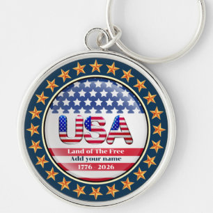 USA 250th Anniversary I Patriotic 1776-2026 Keycha Key Ring