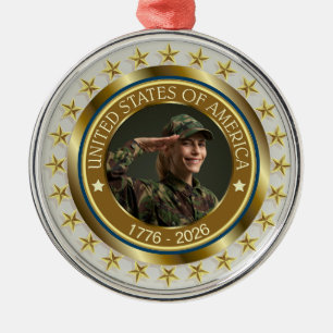 USA 250th Anniversary I Patriotic 1776-2026 Metal Ornament