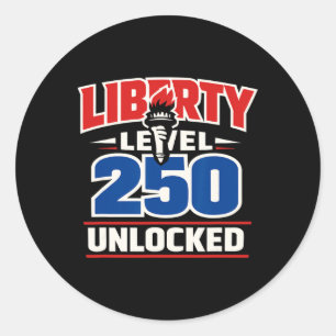 Usa 250th Anniversary Liberty Level 250 Unlocked 2 Classic Round Sticker