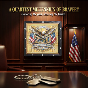 USA 250th Anniversary Majestic Eagle Square Wall Clock