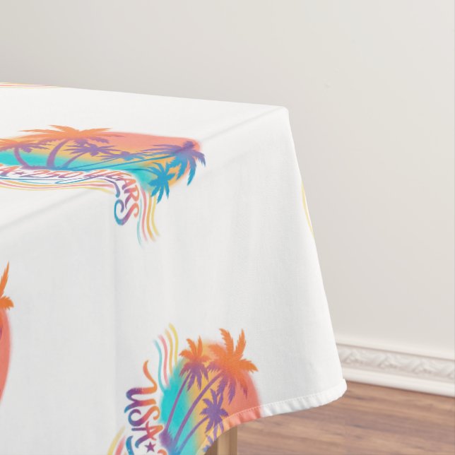 USA 250th anniversary Palm Trees  Tablecloth (In Situ)