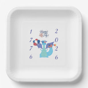 USA 250th Anniversary Party Dragon 2026 Paper Plate