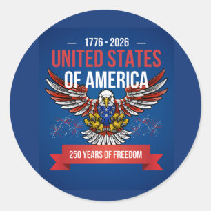 Usa 250th anniversary patriotic 4th of July Classic Round Sticker
