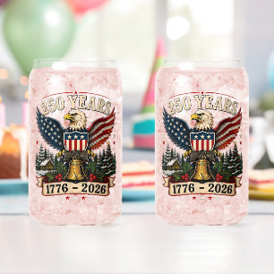 USA 250th Anniversary Patriotic Christmas Eagle Can Glass