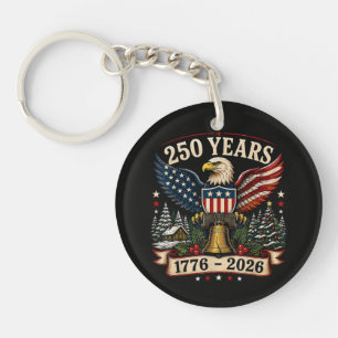 USA 250th Anniversary Patriotic Christmas Eagle Key Ring