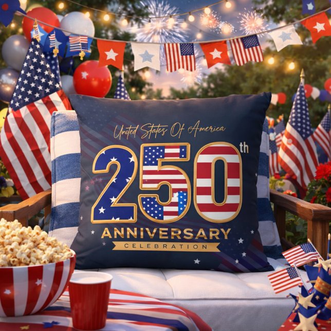 USA 250th Anniversary Patriotic  Cushion (Modern Americana Accent!)