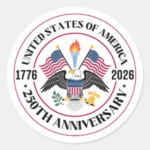 USA 250th Anniversary Patriotic Eagle Emblem Classic Round Sticker