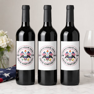 USA 250th Anniversary Patriotic Eagle Emblem Wine Label