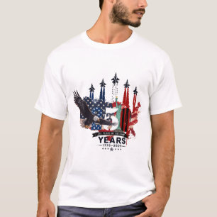 USA 250th Anniversary Patriotic Eagle Fighter Jet T-Shirt