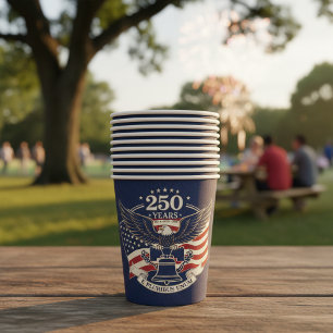 USA 250th Anniversary Patriotic Eagle & Liberty Paper Cups