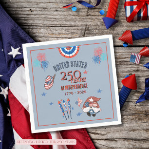USA 250th Anniversary Patriotic Gnome Paper Napkin